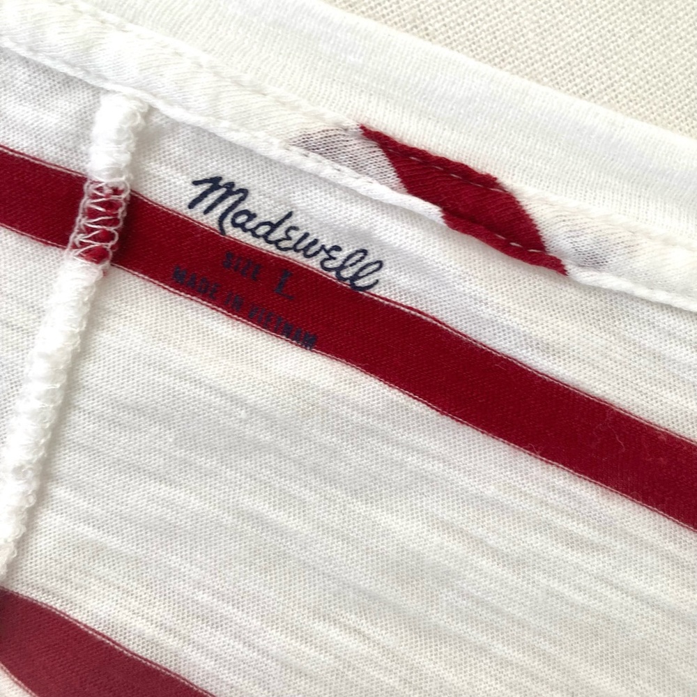 Madewell Long Sleeve T-shirt in Red and White Size L - Picture 9 of 10